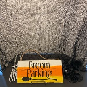 Broom Parking wood sign